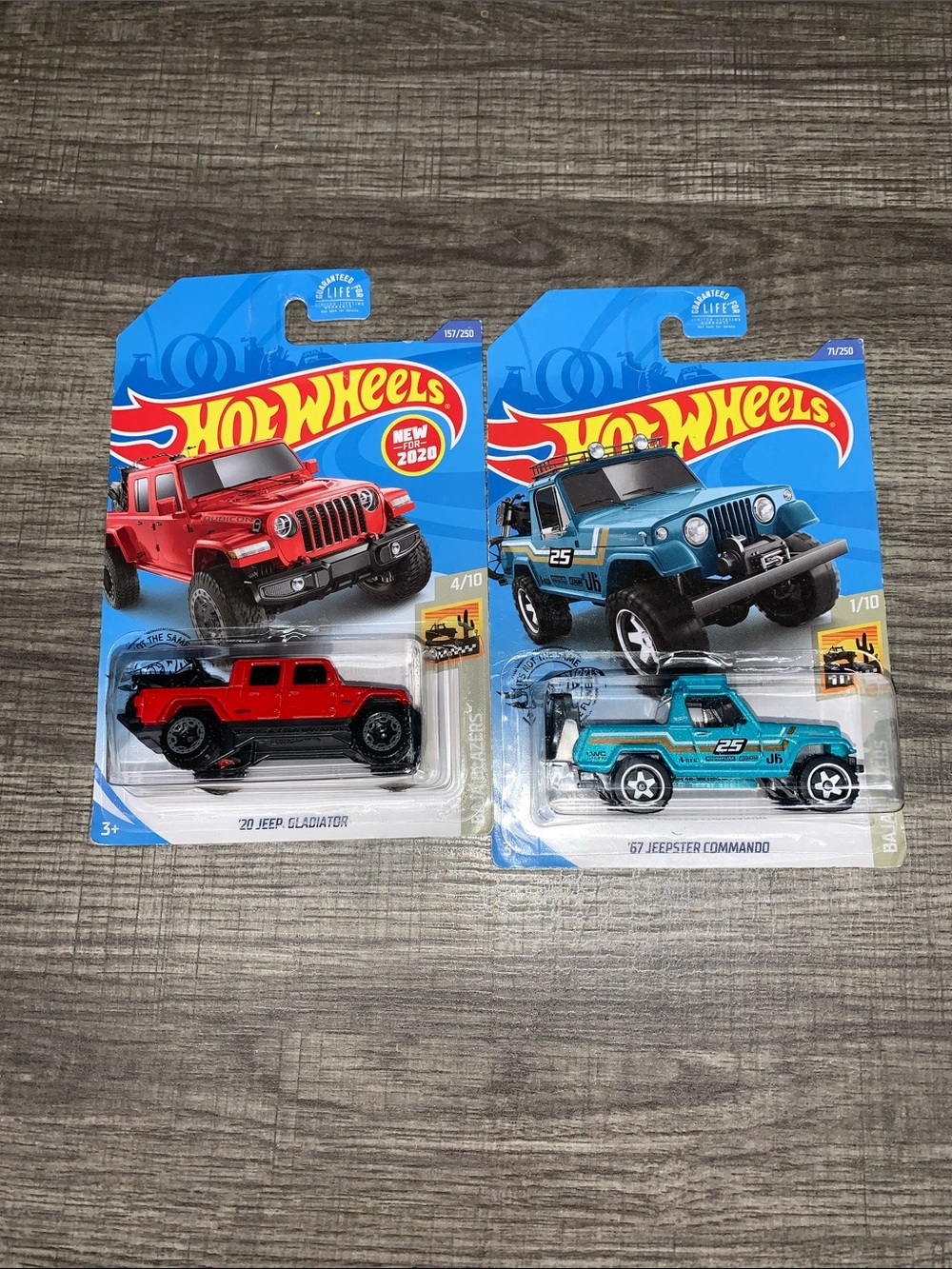 Hot Wheels Jeep Set - Red 20 Gladiator & Teal 67 Jeepster Commando